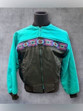 Vintage Bomber Jacket with Aztec  Design